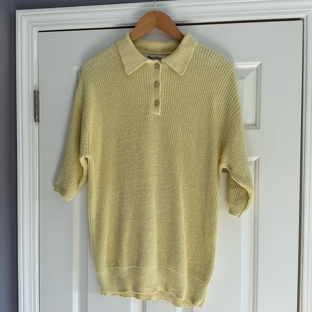 Vintage Norm Thompson Polo Linen Blend Knit Polo Sweater M women
